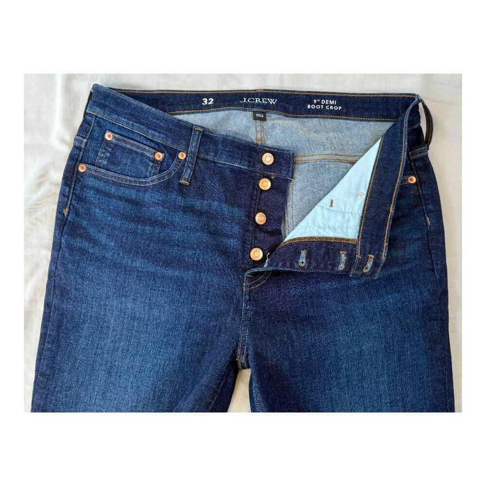 J. Crew 9" demi-boot crop jeans in Dark Worn wash - Size 32 - Picture 4 of 9